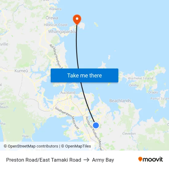 Preston Road/East Tamaki Road to Army Bay map