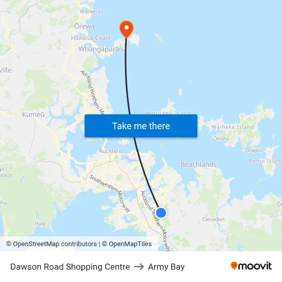 Dawson Road Shopping Centre to Army Bay map