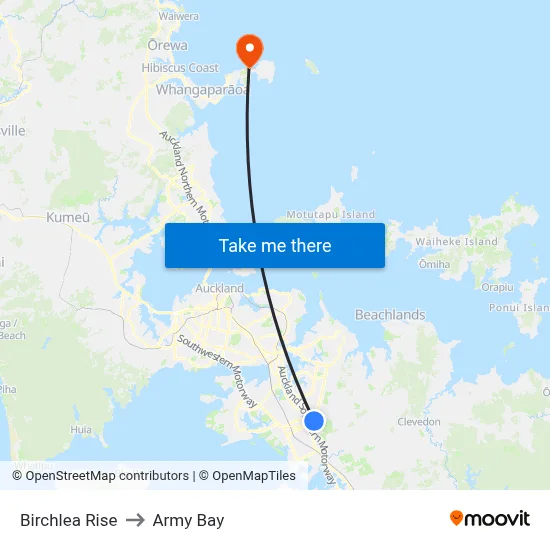 Birchlea Rise to Army Bay map