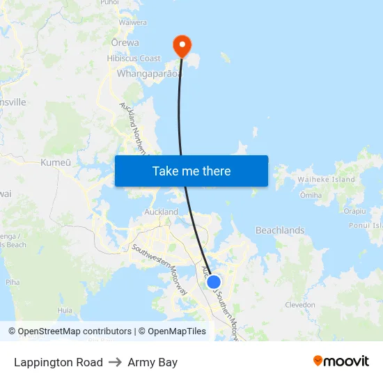 Lappington Road to Army Bay map