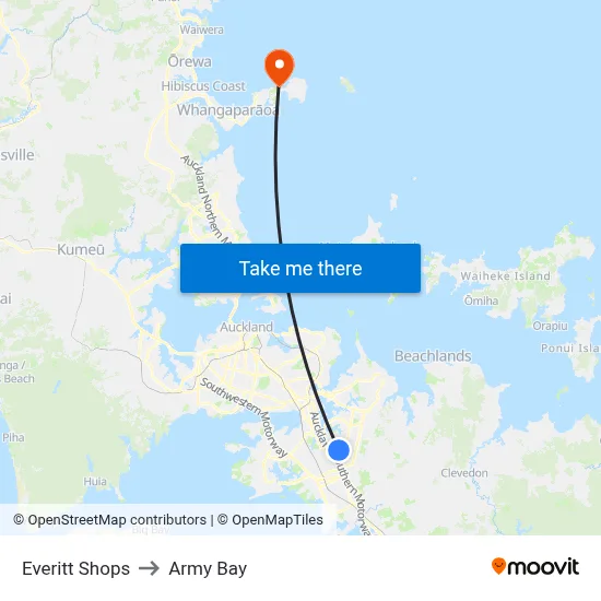 Everitt Shops to Army Bay map