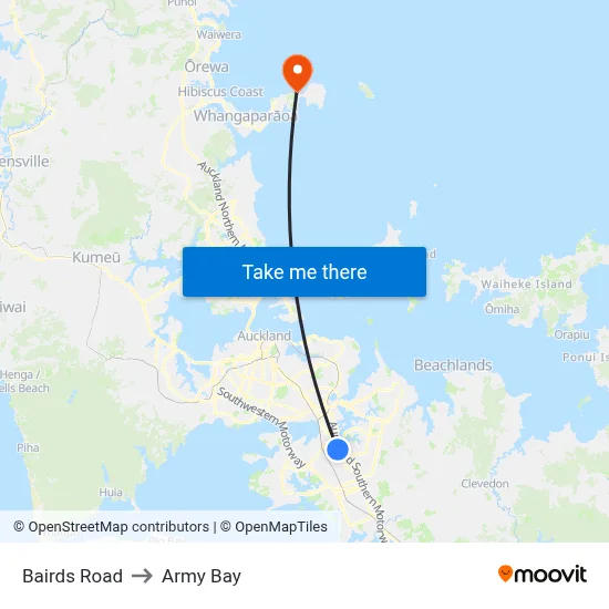 Bairds Road to Army Bay map