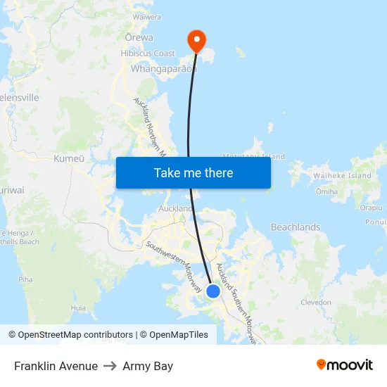 Franklin Avenue to Army Bay map
