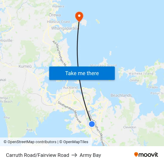 Carruth Road/Fairview Road to Army Bay map