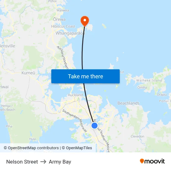 Nelson Street to Army Bay map