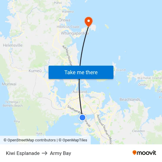 Kiwi Esplanade to Army Bay map
