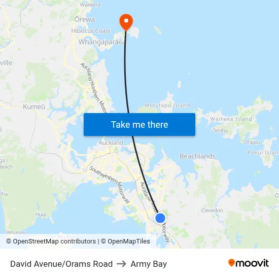 David Avenue/Orams Road to Army Bay map