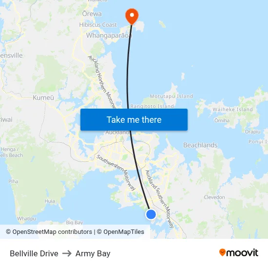 Bellville Drive to Army Bay map