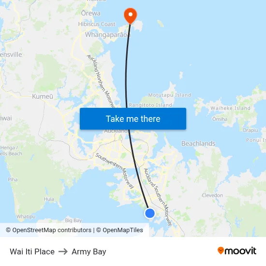 Wai Iti Place to Army Bay map