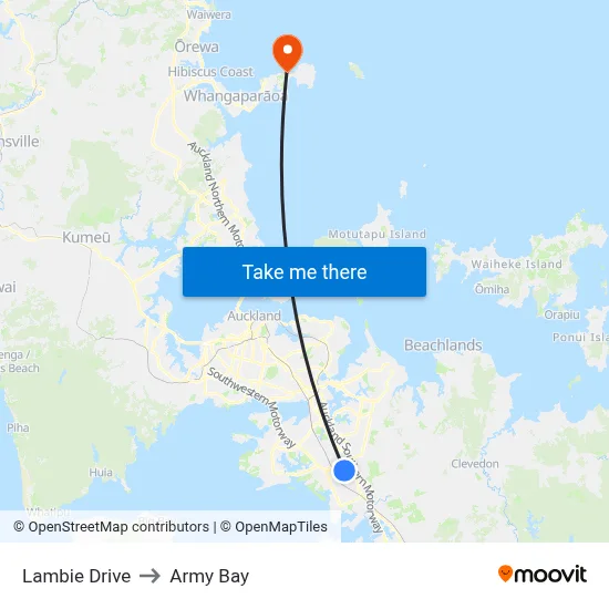 Lambie Drive to Army Bay map