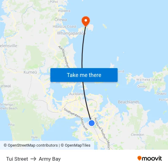 Tui Street to Army Bay map