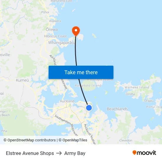 Elstree Avenue Shops to Army Bay map
