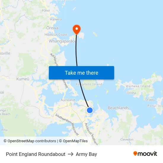 Point England Roundabout to Army Bay map