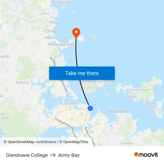Glendowie College to Army Bay map
