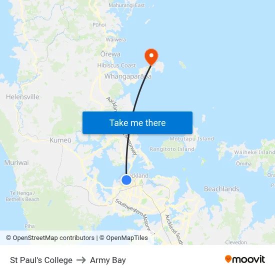 St Paul's College to Army Bay map