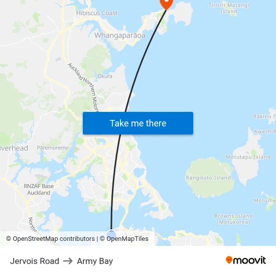 Jervois Road to Army Bay map