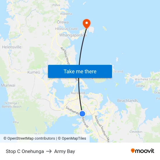 Stop C Onehunga to Army Bay map