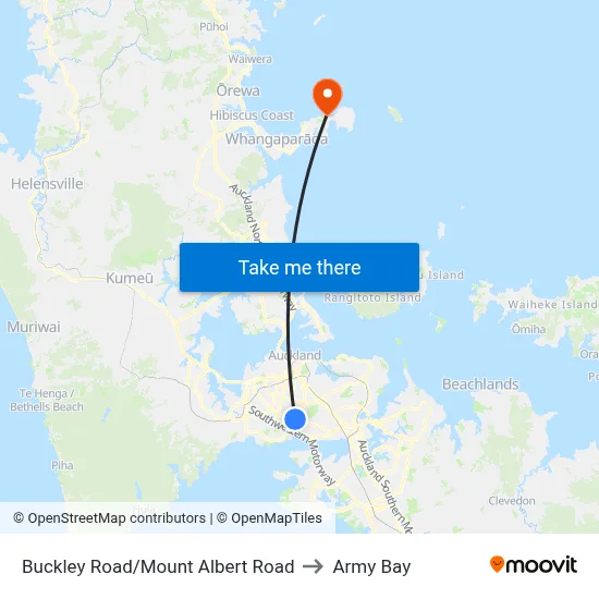 Buckley Road/Mount Albert Road to Army Bay map