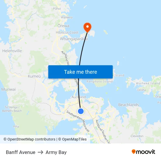 Banff Avenue to Army Bay map
