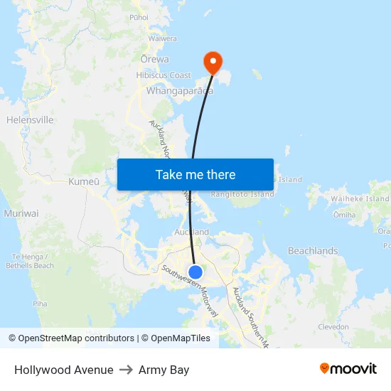 Hollywood Avenue to Army Bay map