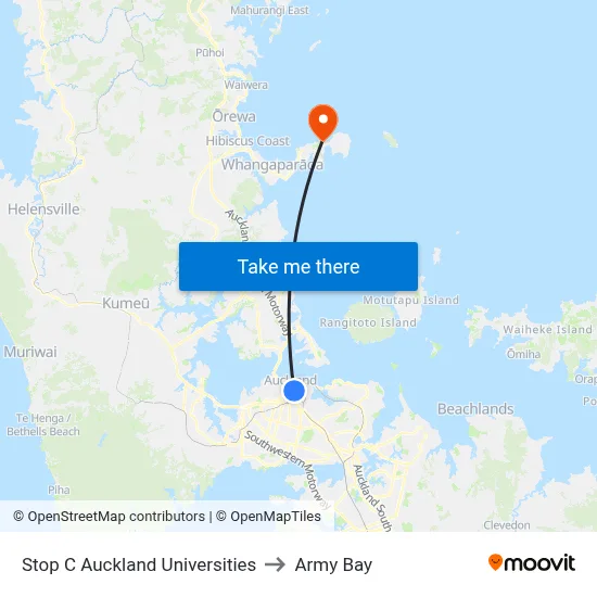 Stop C Auckland Universities to Army Bay map