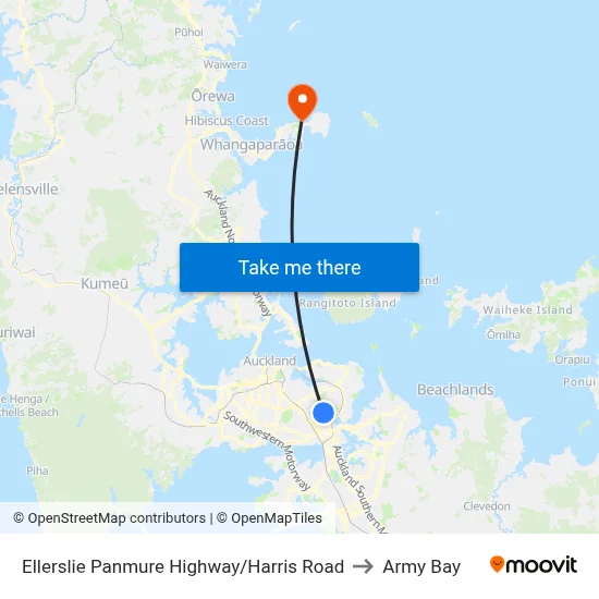 Ellerslie Panmure Highway/Harris Road to Army Bay map
