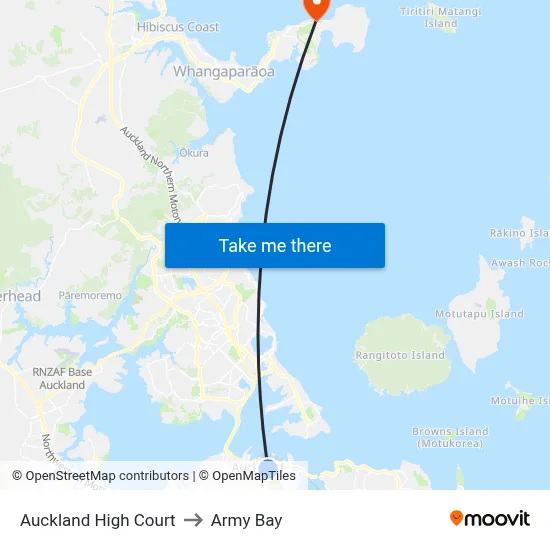 Auckland High Court to Army Bay map