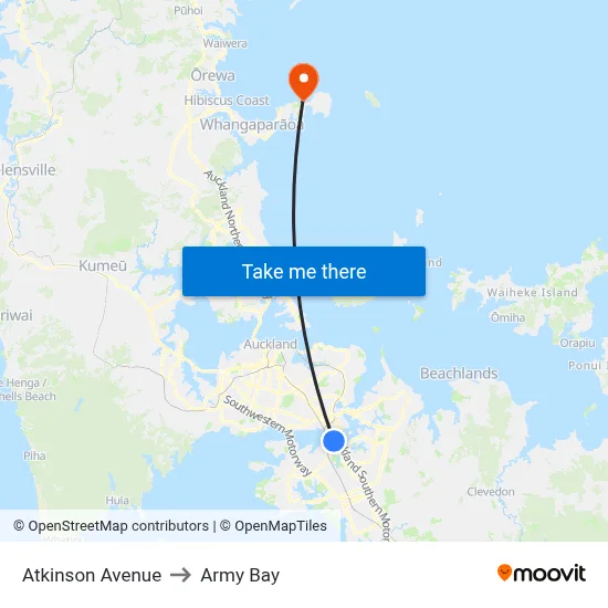 Atkinson Avenue to Army Bay map