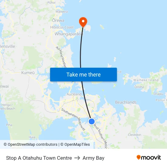 Stop A Otahuhu Town Centre to Army Bay map