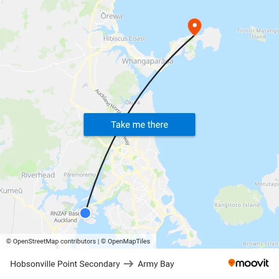 Hobsonville Point Secondary to Army Bay map
