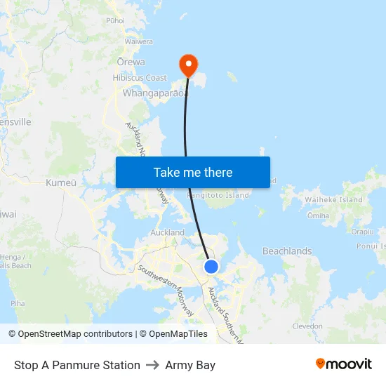 Stop A Panmure Station to Army Bay map