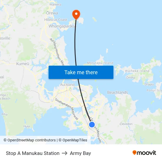 Stop A Manukau Station to Army Bay map