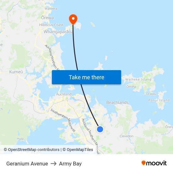 Geranium Avenue to Army Bay map
