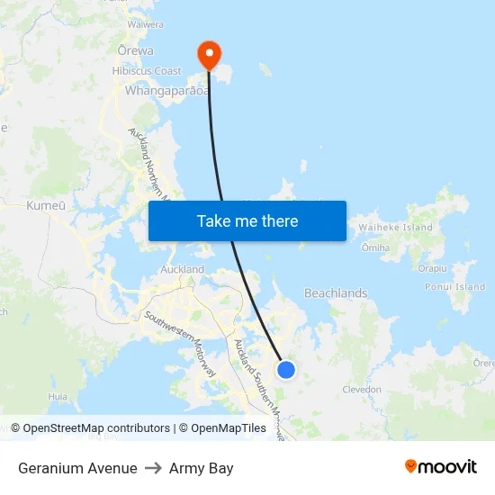 Geranium Avenue to Army Bay map