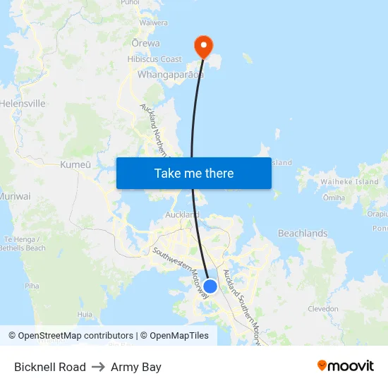 Bicknell Road to Army Bay map