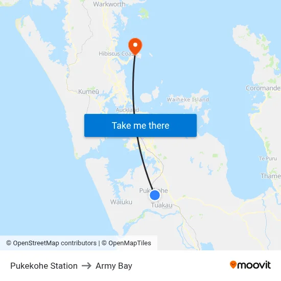 Pukekohe Station to Army Bay map