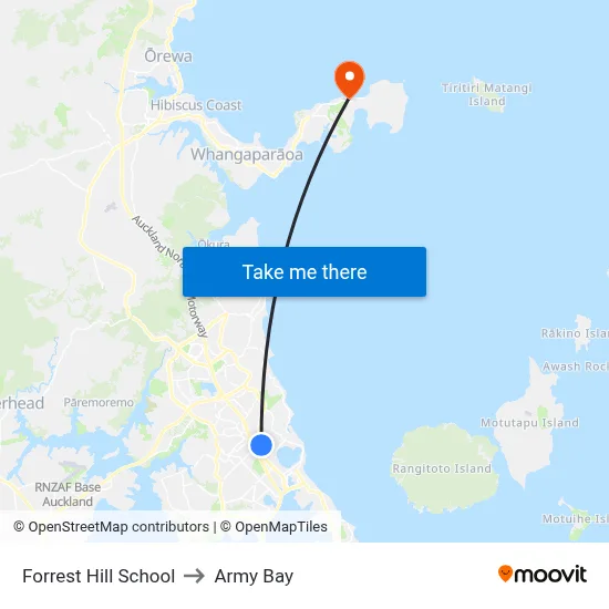 Forrest Hill School to Army Bay map