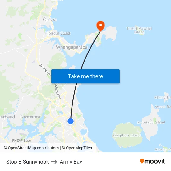 Stop B Sunnynook to Army Bay map