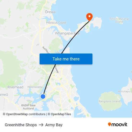 Greenhithe Shops to Army Bay map