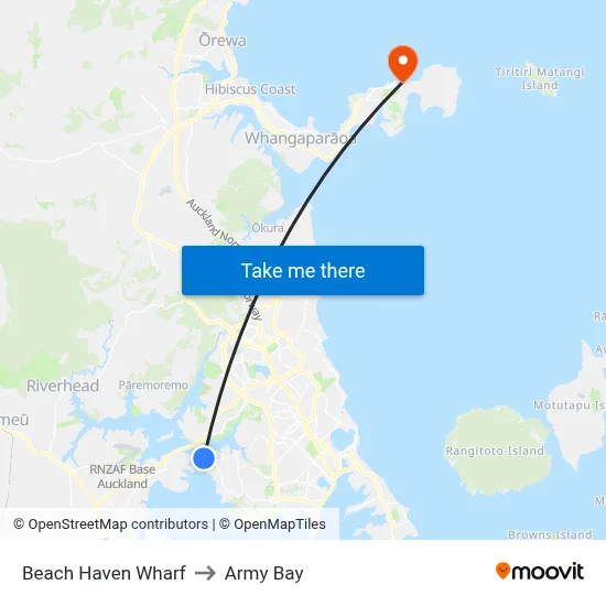 Beach Haven Wharf to Army Bay map