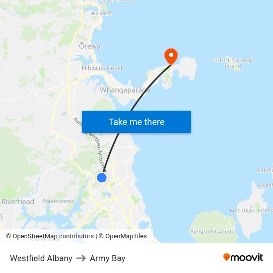 Westfield Albany to Army Bay map