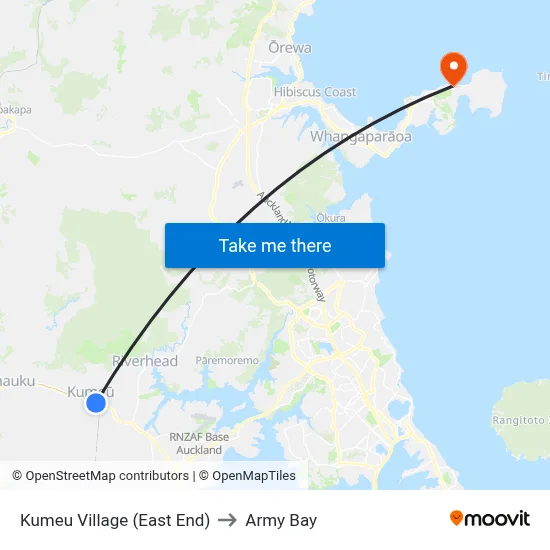 Kumeu Village (East End) to Army Bay map