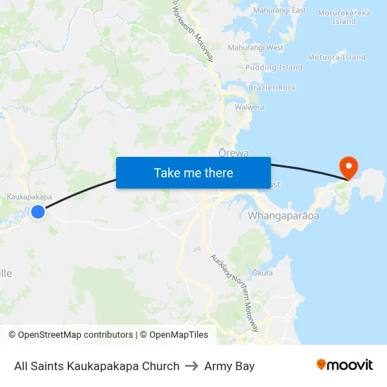 All Saints Kaukapakapa Church to Army Bay map