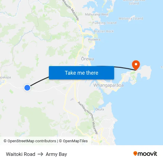 Waitoki Road to Army Bay map