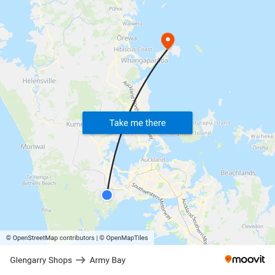 Glengarry Shops to Army Bay map