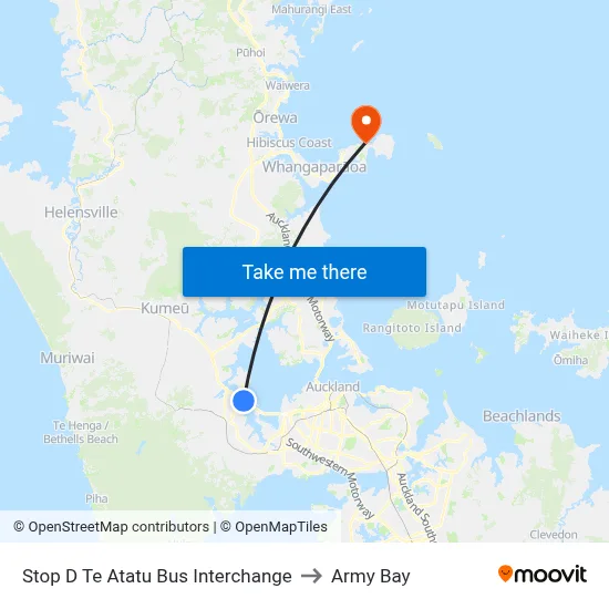 Stop D Te Atatu Bus Interchange to Army Bay map