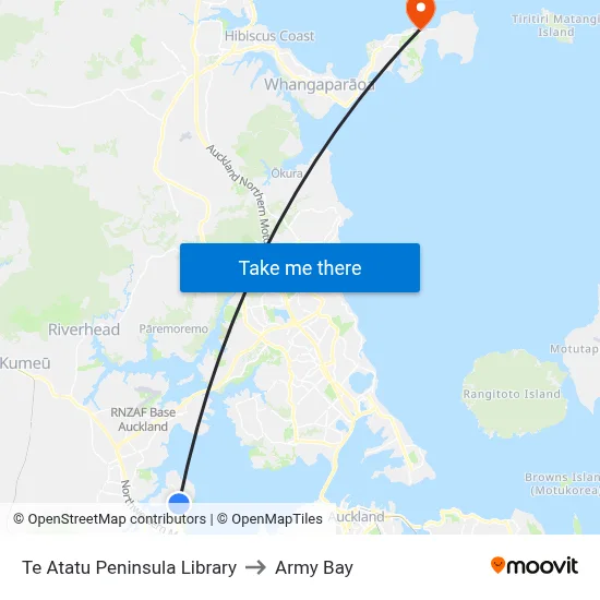 Te Atatu Peninsula Library to Army Bay map