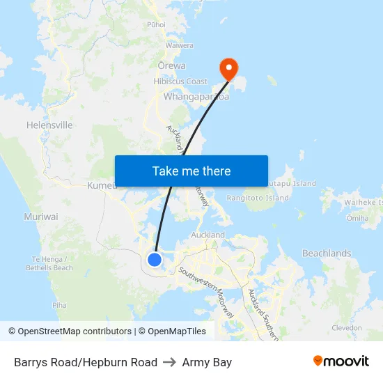 Barrys Road/Hepburn Road to Army Bay map