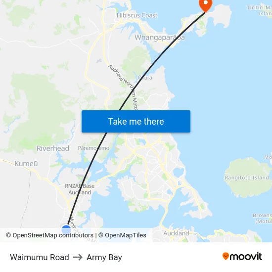 Waimumu Road to Army Bay map