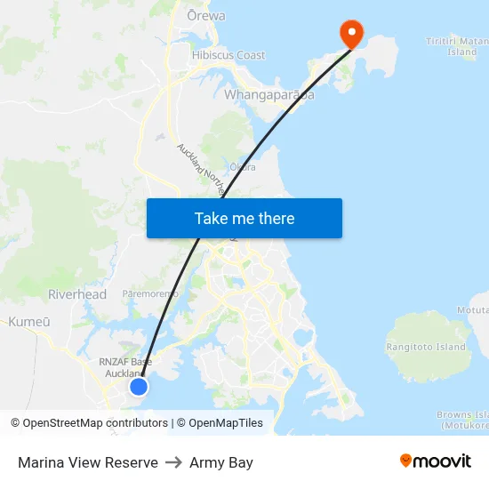 Marina View Reserve to Army Bay map